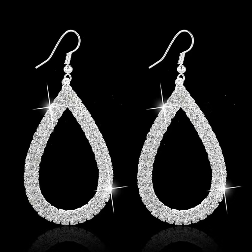 Fashion Pop Jewelry Claw Chain Welded Rhinestone Water Drop Earrings